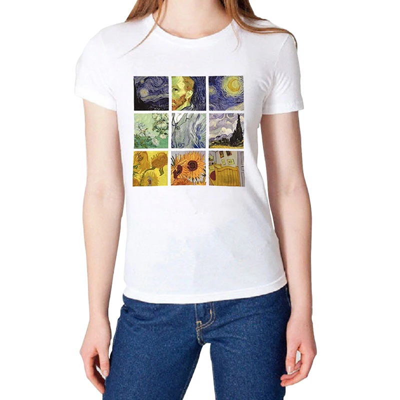 Summer Women's New Van Gogh Art Oil Painting Lattice Print Cute Plus Size Top Casual Loose White Short-sleeved Harajuku T-shirt
Summer Women's New Van Gogh Art Oil Painting Lattice Print Cute Plus Size Top Casual Loose White Short-sleeved Harajuku T-shirt