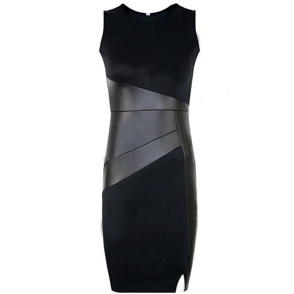 New Arrival S-XXL Ladies Sexy Slim Fashion Mesh Women Sleeveless Zipper Black Elegant Slim Pencil Dress leather patchwork dress
New Arrival S-XXL Ladies Sexy Slim Fashion Mesh Women Sleeveless Zipper Black Elegant Slim Pencil Dress leather patchwork dress