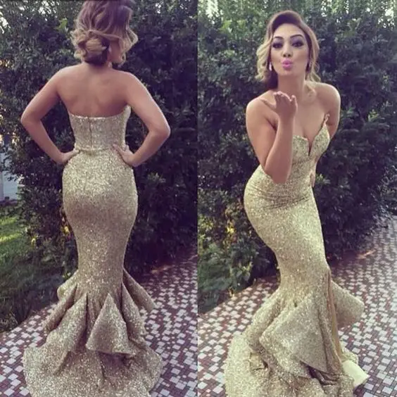 Gold Sequins Mermaid Prom Dresses 2019 gala jurken Sweetheart Imported Party Dress Formal Women Evening Gowns
Gold Sequins Mermaid Prom Dresses 2019 gala jurken Sweetheart Imported Party Dress Formal Women Evening Gowns