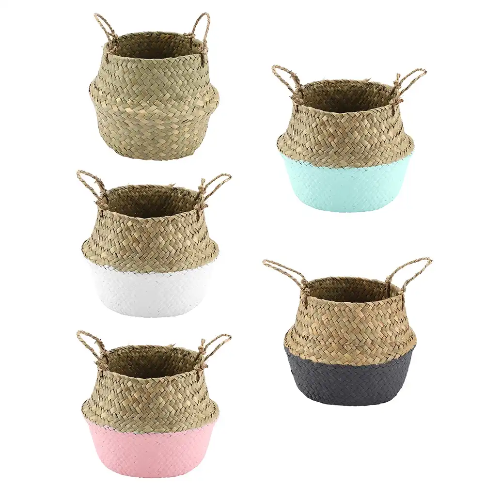 seagrass woven clothes storage organizer flower plant pot basket