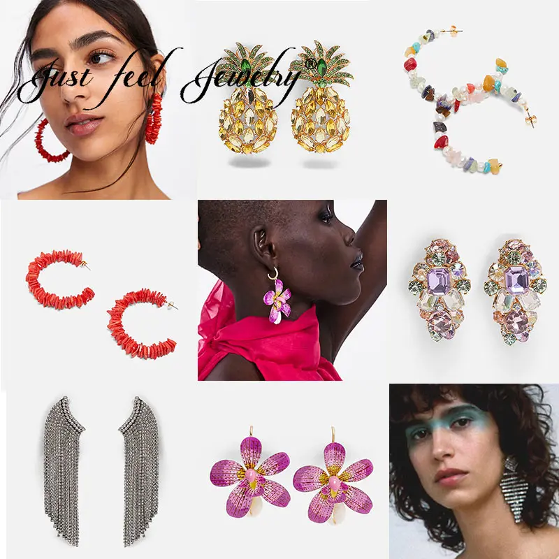 JUST FEEL New Bohemian Glass Crystal Drop Earring For Women Statement Summer ZA Big Pineapple Shaped Dangle Earring Jewelry 2019
JUST FEEL New Bohemian Glass Crystal Drop Earring For Women Statement Summer ZA Big Pineapple Shaped Dangle Earring Jewelry 2019
