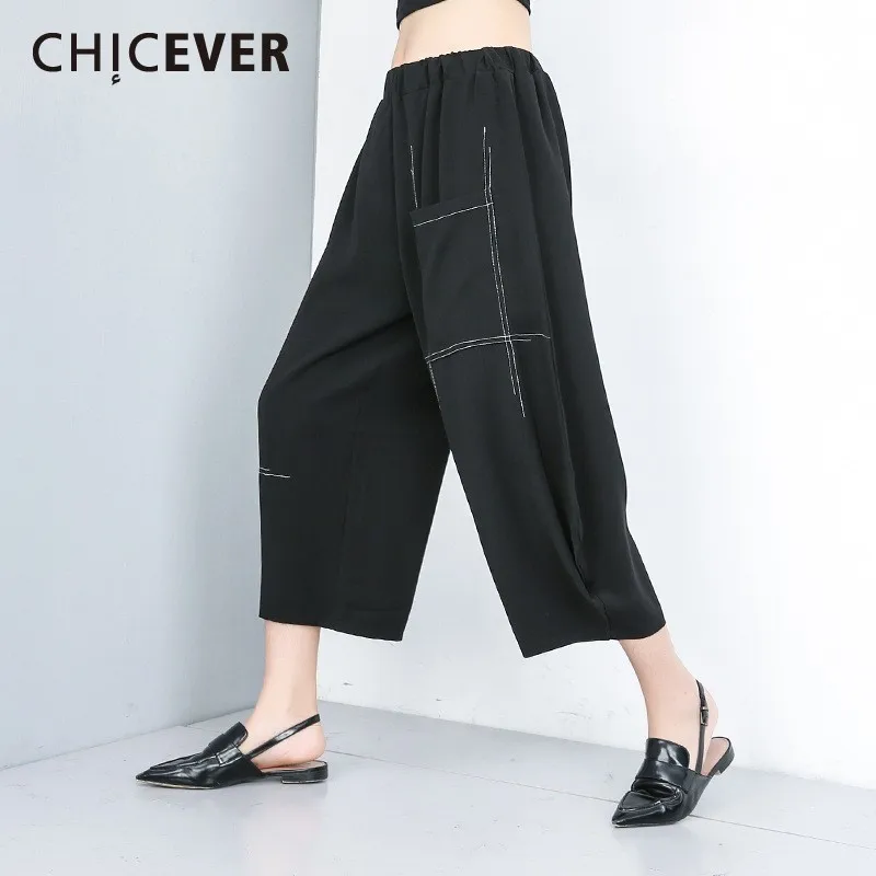 CHICEVER Summer Casual Striped Print Black Women Pant Elastic Mid Waist Pockets Ankle Length Female Wide Leg Pants 2019 Fashion
CHICEVER Summer Casual Striped Print Black Women Pant Elastic Mid Waist Pockets Ankle Length Female Wide Leg Pants 2019 Fashion
