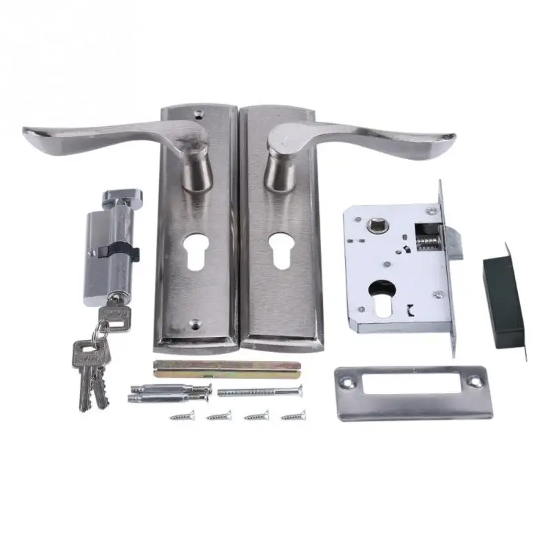 Durable Door Handle Lock Cylinder Front Back Lever Latch Home Security w/ Keys Solid Square Tongue Interior Door Lock Silver
Durable Door Handle Lock Cylinder Front Back Lever Latch Home Security w/ Keys Solid Square Tongue Interior Door Lock Silver