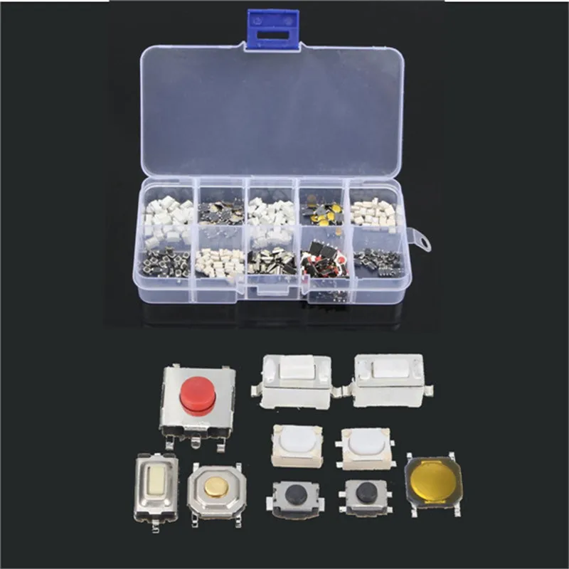 250Pcs 10 Types Tactile Push Button Micro Switch Car Remote Key Button Microswitch Remote Control with Plastic Box
250Pcs 10 Types Tactile Push Button Micro Switch Car Remote Key Button Microswitch Remote Control with Plastic Box