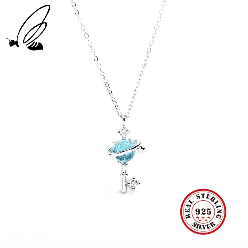 Authentic 100% 925 Sterling Silver Blue Planet Key Round Zircon Pendent Necklace For Women Party Exquisite Boho Jewelry
Authentic 100% 925 Sterling Silver Blue Planet Key Round Zircon Pendent Necklace For Women Party Exquisite Boho Jewelry