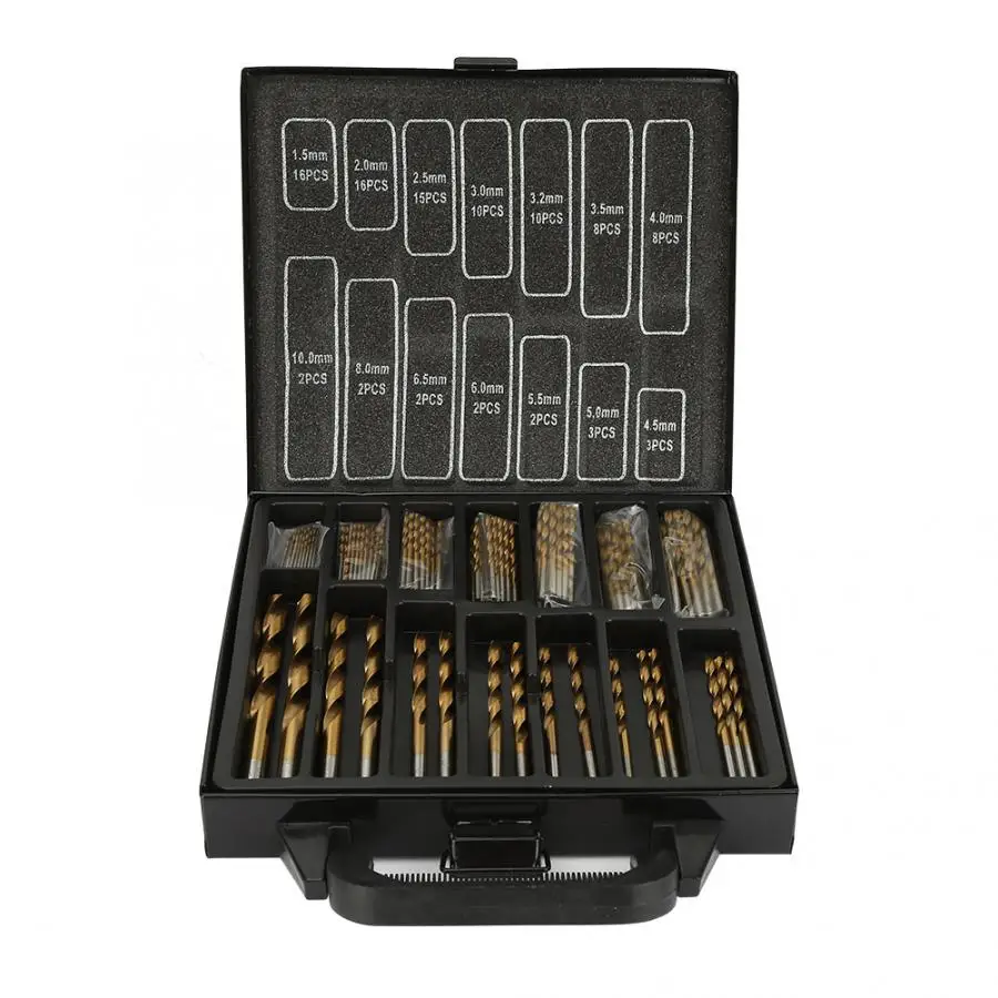 Diamond Drill 99pcs 1.5-10mm Titanium Coated HSS Twist Drill Bit Set For Wood Metal Plastic kit de brocas Discount
Diamond Drill 99pcs 1.5-10mm Titanium Coated HSS Twist Drill Bit Set For Wood Metal Plastic kit de brocas Discount