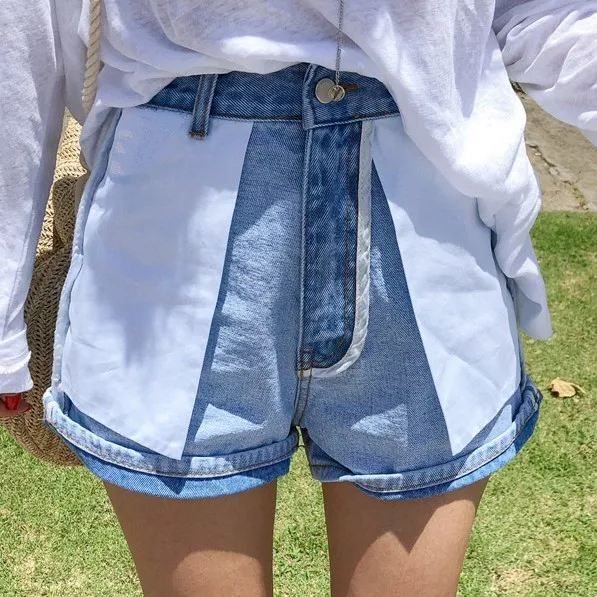 New High waist jeans shorts 2019 stitching blue jeans European American sexy beach hot short
New High waist jeans shorts 2019 stitching blue jeans European American sexy beach hot short
