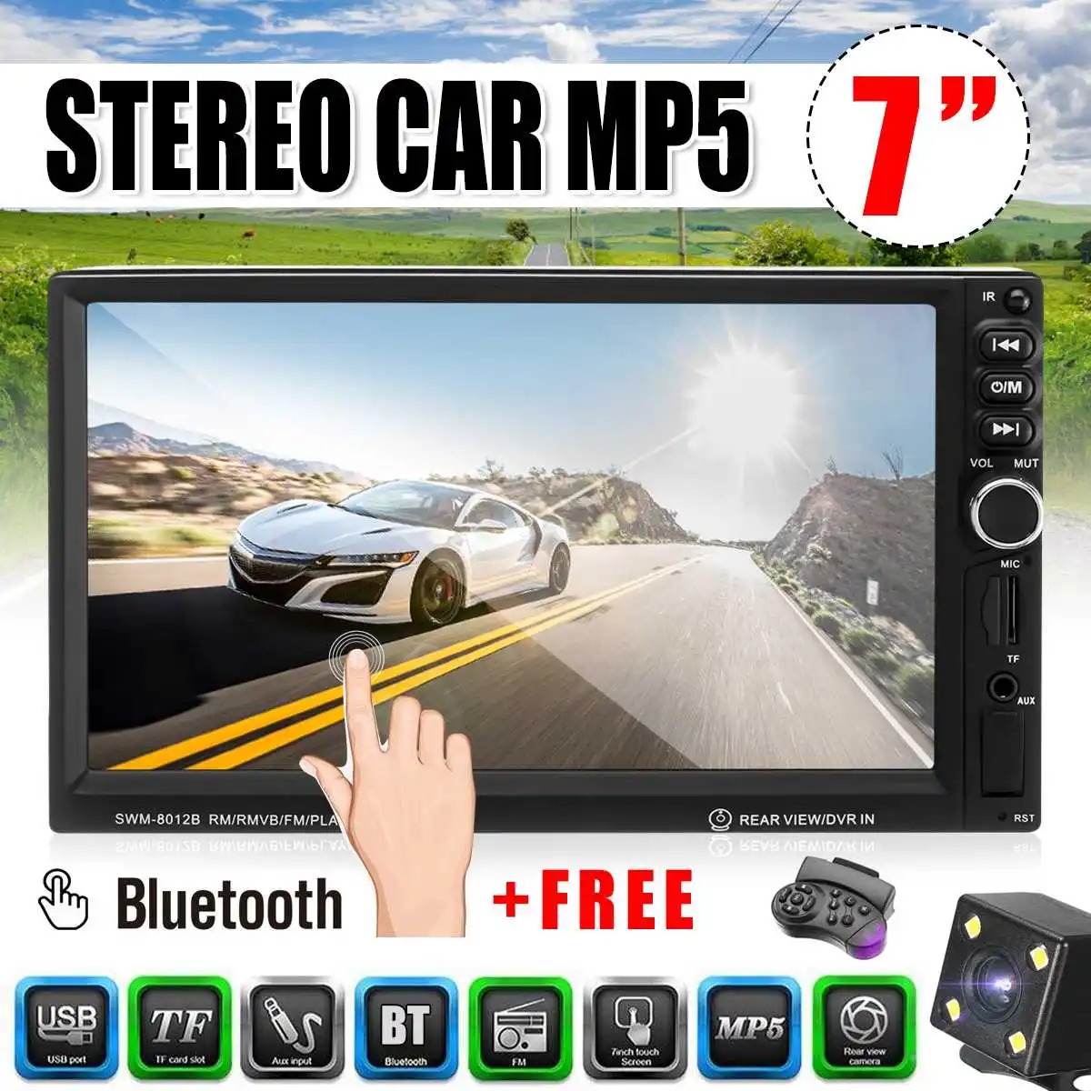 7 inch 2 Din bluetooth Touchscreen Car MP5 Player AUX/USB/FM Radio Audio Multimedia Stereo with Reversing Rearview Camera
7 inch 2 Din bluetooth Touchscreen Car MP5 Player AUX/USB/FM Radio Audio Multimedia Stereo with Reversing Rearview Camera