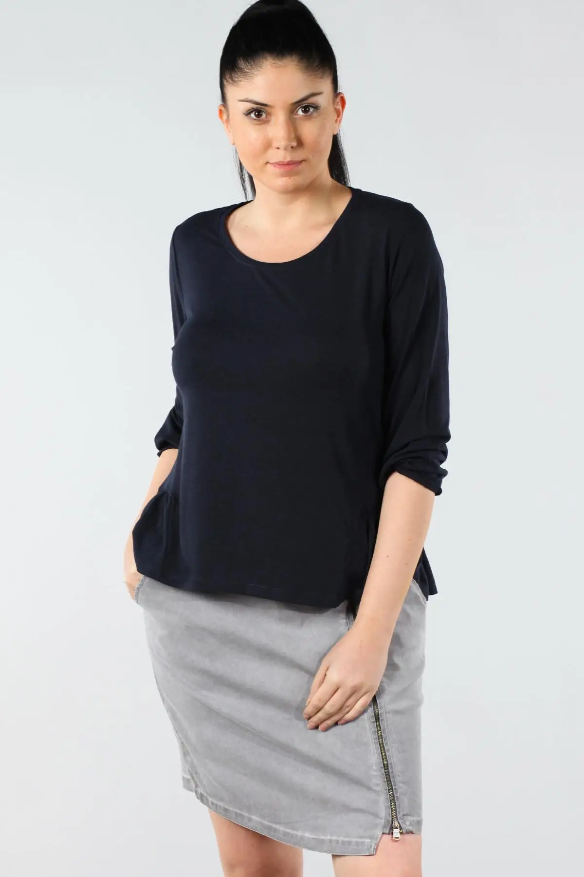 Sans Textile Женская темно-синяя боковая деталь Bluz 65N9510 |