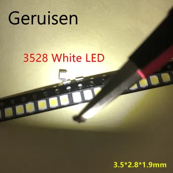 

1000PCS/LOT 1210 white 3528 SMD LED bright white light-emitting diodes 5000-7000k 6-7lm 2000-2200mcd 2.8-3.6v 3528 Cool white