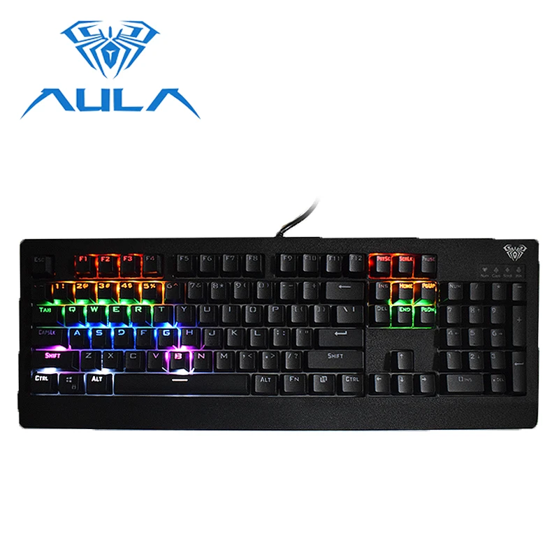 

AULA Gamer Keyboard Wired RGB LED Backlight Black Switch 104 keys Anti-Ghosting for Laptop Computer Mechanical Gaming Keyboard