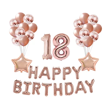 37 Pcs 18 Years Old Happy Birthday Balloons Decorative Rose Gold Party Favors Latex Balloons Sequins Balloons for Birthday
37 Pcs 18 Years Old Happy Birthday Balloons Decorative Rose Gold Party Favors Latex Balloons Sequins Balloons for Birthday