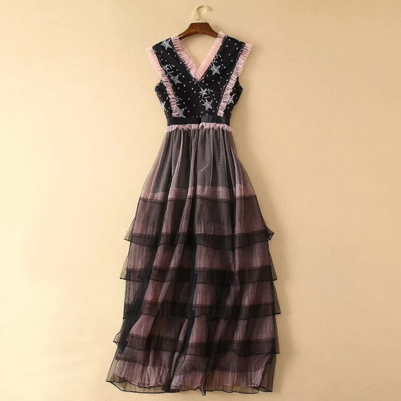 summer dresses 2019 star mesh embroidery dress ruffled v neck sleeveless layered bohemian beach maxi boho dress drop shipping
summer dresses 2019 star mesh embroidery dress ruffled v neck sleeveless layered bohemian beach maxi boho dress drop shipping