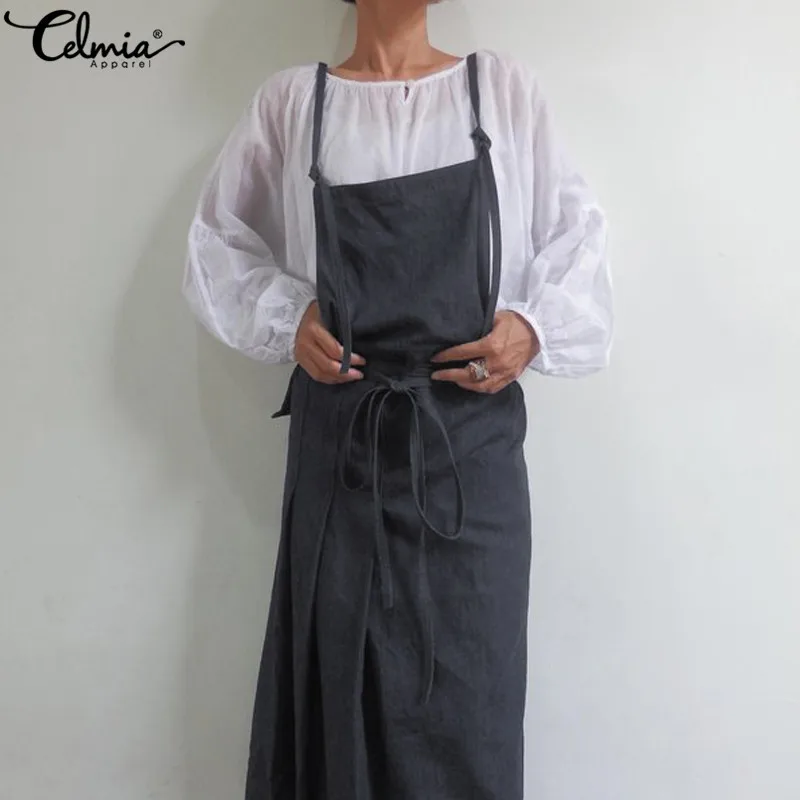 Plus Size Celmia Vintage Women Suspenders Apron Dress 2019 Summer Sexy Sleeveless Pockets Solid Straps Belted Casual Loose Dress
Plus Size Celmia Vintage Women Suspenders Apron Dress 2019 Summer Sexy Sleeveless Pockets Solid Straps Belted Casual Loose Dress