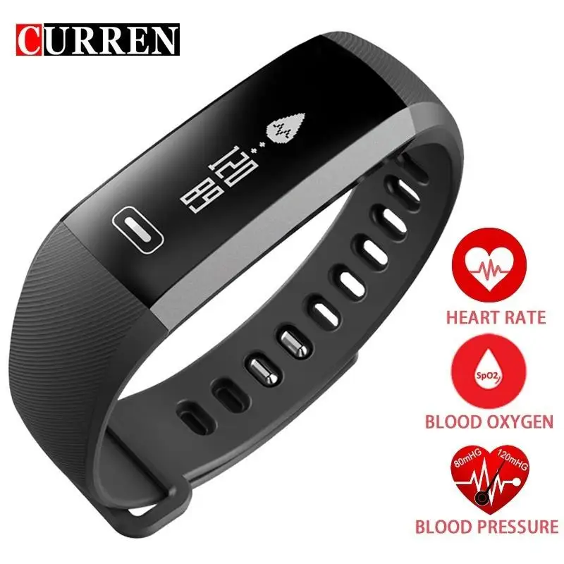 

CURREN Smart Band Heartrate Blood Pressure Oxygen Oximeter Sport Bracelet Clock Watch Inteligente Pulso For iOS Android Men