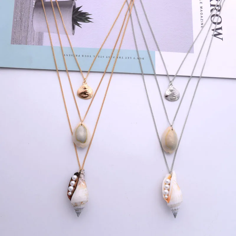Fashion multi layer natural shell pendant necklace for women bohemian beach imitation pearl conch chains necklaces jewelry
Fashion multi layer natural shell pendant necklace for women bohemian beach imitation pearl conch chains necklaces jewelry
