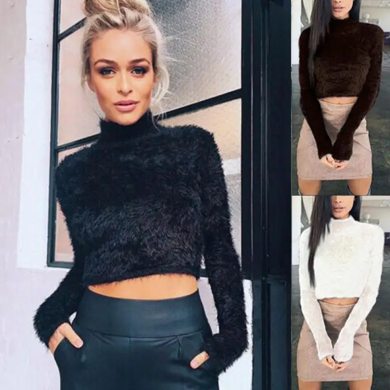 Autumn Women Long Sleeve Short Sweater Imitation Cashmere Fur Pullover Turtleneck Bottoming Plush Tops Solid Basic Sweater#128
Autumn Women Long Sleeve Short Sweater Imitation Cashmere Fur Pullover Turtleneck Bottoming Plush Tops Solid Basic Sweater#128
