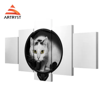 Black and white cute cat posters HD print on canvas modern home quadros decor 5 panel modular canvas painting for living room
Black and white cute cat posters HD print on canvas modern home quadros decor 5 panel modular canvas painting for living room
