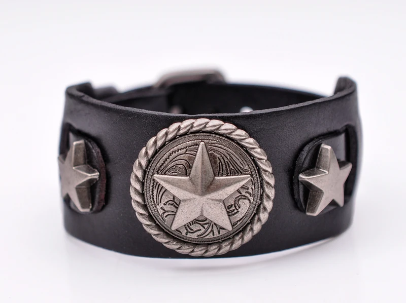 Star Button Style Metal Studded Genuine Punk Quality Wide Cowhide Leather Bracelet Cuff Wristband Bangle Black
Star Button Style Metal Studded Genuine Punk Quality Wide Cowhide Leather Bracelet Cuff Wristband Bangle Black