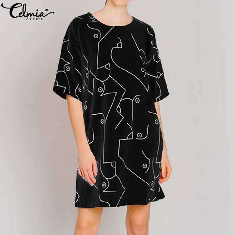 Celmia S-5XL Women Vintage Print Mini Dress 2019 Summer Leisure Pullovers Tunic Tops Loose Casual Sarafans Shirt Vestidos Femme
Celmia S-5XL Women Vintage Print Mini Dress 2019 Summer Leisure Pullovers Tunic Tops Loose Casual Sarafans Shirt Vestidos Femme