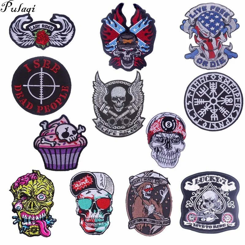 Pulaqi New Skull Badge Patch Applique Embroidery Biker Patches Sew On Clothes Iron-on For Backpacks Jeans Punk Patches DIY H
Pulaqi New Skull Badge Patch Applique Embroidery Biker Patches Sew On Clothes Iron-on For Backpacks Jeans Punk Patches DIY H