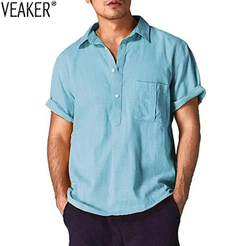 2019 New Men's Casual Loose Shirt Male White Black Short Sleeve Shirts Men Summer Solid Color Cotton linen shirt Tops M-3XL 
2019 New Men's Casual Loose Shirt Male White Black Short Sleeve Shirts Men Summer Solid Color Cotton linen shirt Tops M-3XL