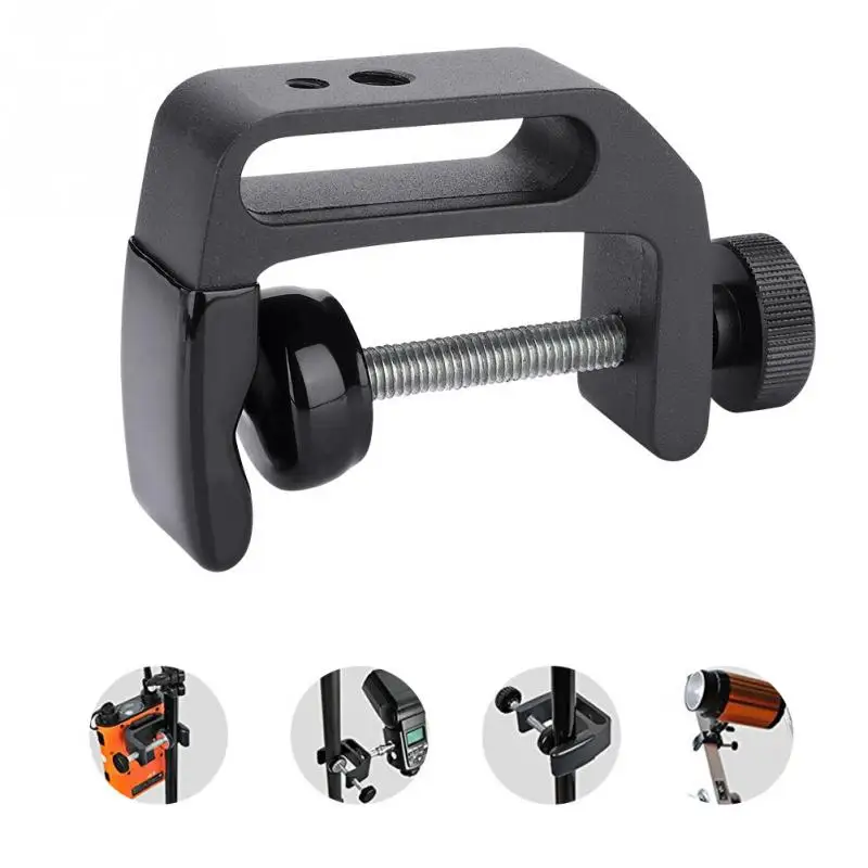 Multi-function C Type Clamp Clip Mount Holder Bracket with 1/4in & 3/8in thread mounting holes for Camera photography Accessory
Multi-function C Type Clamp Clip Mount Holder Bracket with 1/4in & 3/8in thread mounting holes for Camera photography Accessory