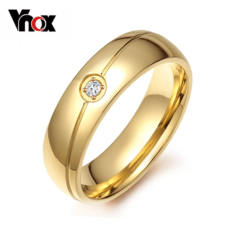 Vnox 6mm Wedding Rings for Women Men Prong Setting CZ Stone Black Silver Gold Color
Vnox 6mm Wedding Rings for Women Men Prong Setting CZ Stone Black Silver Gold Color
