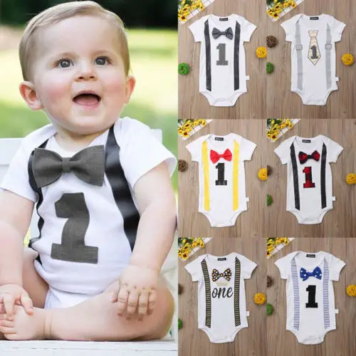 Summer Baby Boy 1st Birthday Bow Tie Romper Bodysuit Jumpsuit One-Piece Outfits Cute Toddler Clothes
Summer Baby Boy 1st Birthday Bow Tie Romper Bodysuit Jumpsuit One-Piece Outfits Cute Toddler Clothes