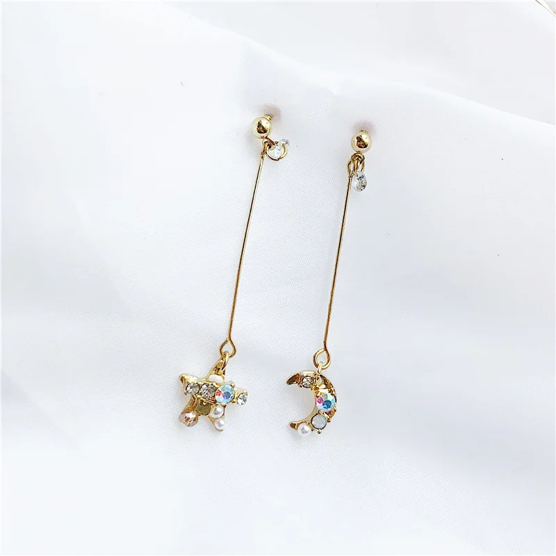 New Arrival Colorful Rhinestone Star Moon Pendant asymmetric Stud Earrings For Women Fashion Ear Jewelry Birthday Gifts
New Arrival Colorful Rhinestone Star Moon Pendant asymmetric Stud Earrings For Women Fashion Ear Jewelry Birthday Gifts