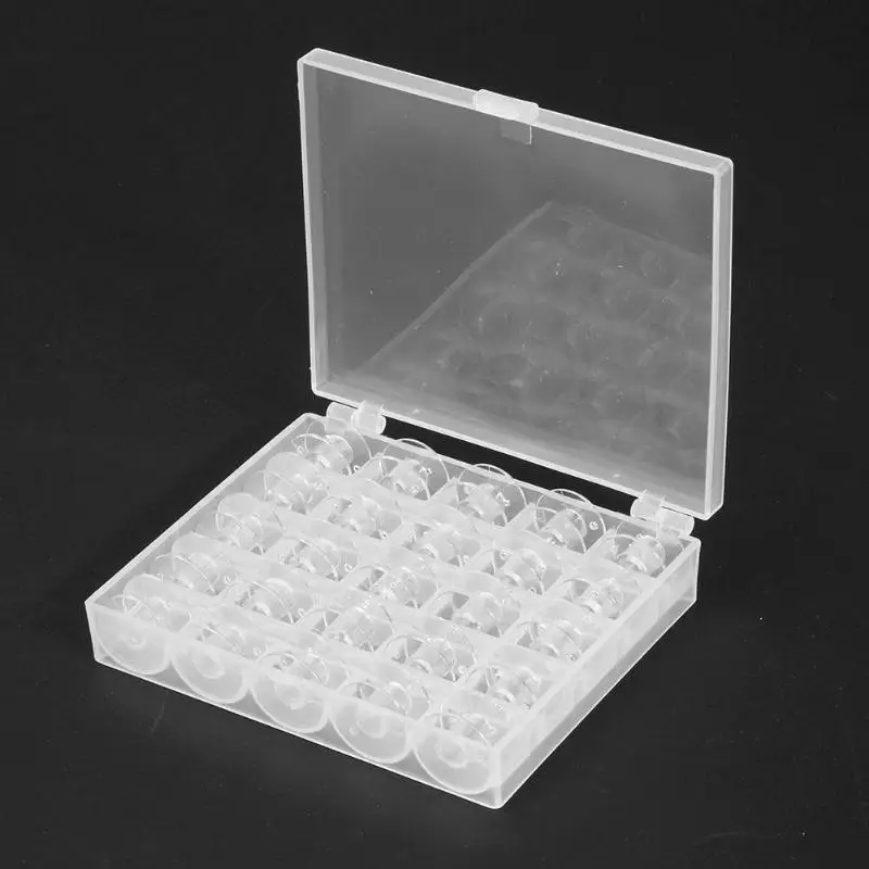 Empty Box With 25pcs Bobbins Sewing Machine Spools Plastic Clear Case Storage for Home Handwork Accessories Sewing Tools
Empty Box With 25pcs Bobbins Sewing Machine Spools Plastic Clear Case Storage for Home Handwork Accessories Sewing Tools