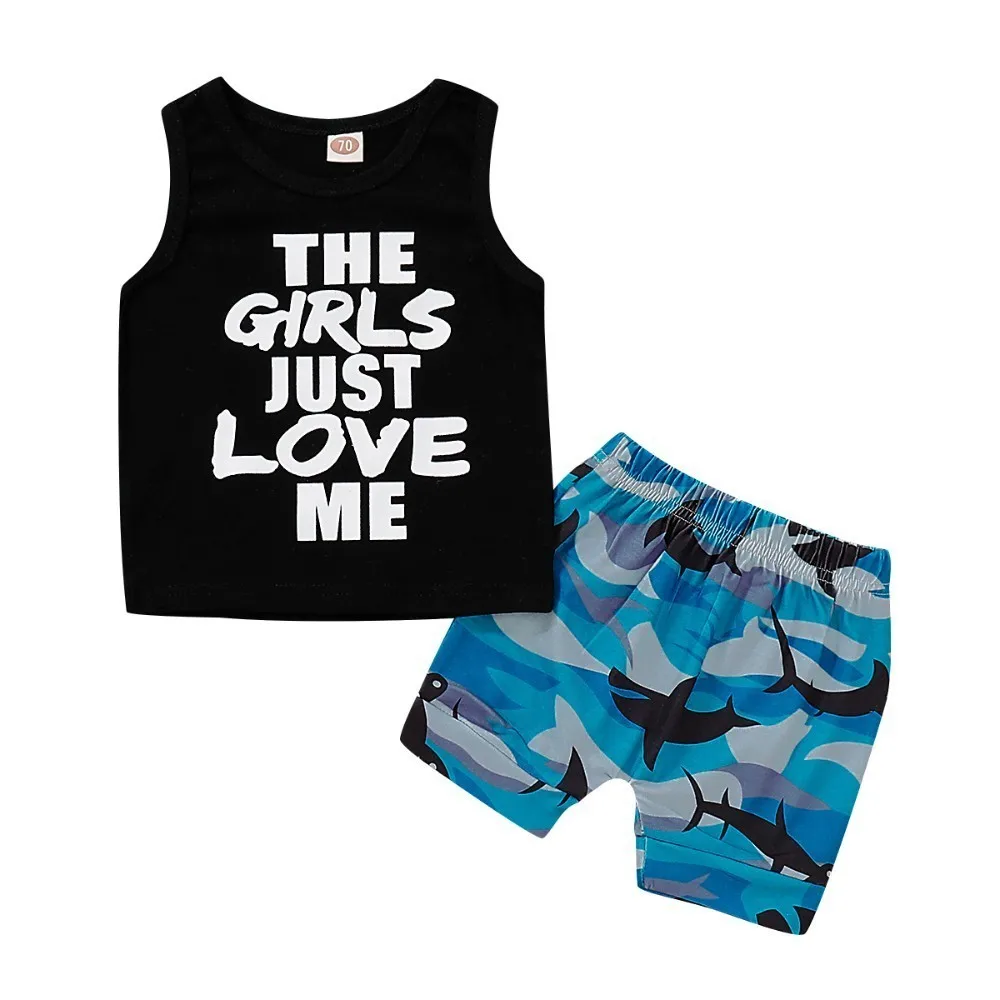 Infant Baby Boy Kid Cartoon Shark Letter Printed Vest Tops+Shorts Outfits Set Baby Clothes Roupa Menino Bodysuit
Infant Baby Boy Kid Cartoon Shark Letter Printed Vest Tops+Shorts Outfits Set Baby Clothes Roupa Menino Bodysuit