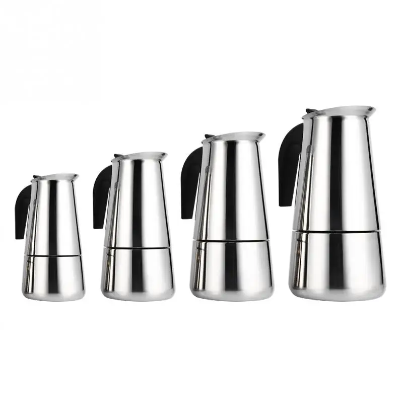 New 100ml/200ml/300ml/450ml Portable Espresso Coffee Maker Moka Pot Stainless Steel Coffee Brewer Kettle Pot For Pro Barista
New 100ml/200ml/300ml/450ml Portable Espresso Coffee Maker Moka Pot Stainless Steel Coffee Brewer Kettle Pot For Pro Barista