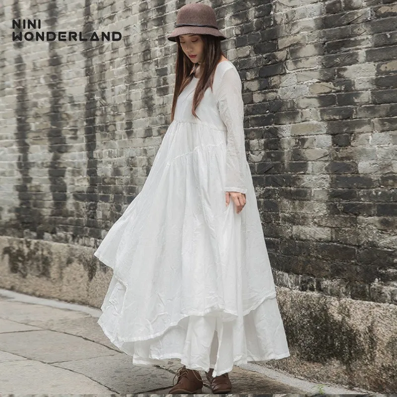 NINI WONDERLAND 2019 Autumn Cotton Dress Women Solid Maxi Long Dress Female Large Swing Irregular Dresses Spring Vintage Clothes
NINI WONDERLAND 2019 Autumn Cotton Dress Women Solid Maxi Long Dress Female Large Swing Irregular Dresses Spring Vintage Clothes