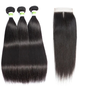 Raw Indian Straight Human Hair Weave Bundles With 4x4 Lace Closure Free/Three/Middle Part Remy With Baby Hair 4pcs/lot
Raw Indian Straight Human Hair Weave Bundles With 4x4 Lace Closure Free/Three/Middle Part Remy With Baby Hair 4pcs/lot