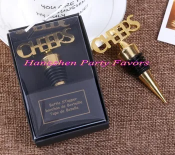 

(10 Pieces/Lot) Unique Event and Party Favors of Cheers Gold Bottle Stopper favors for Wedding souvenirs and Bridal showers