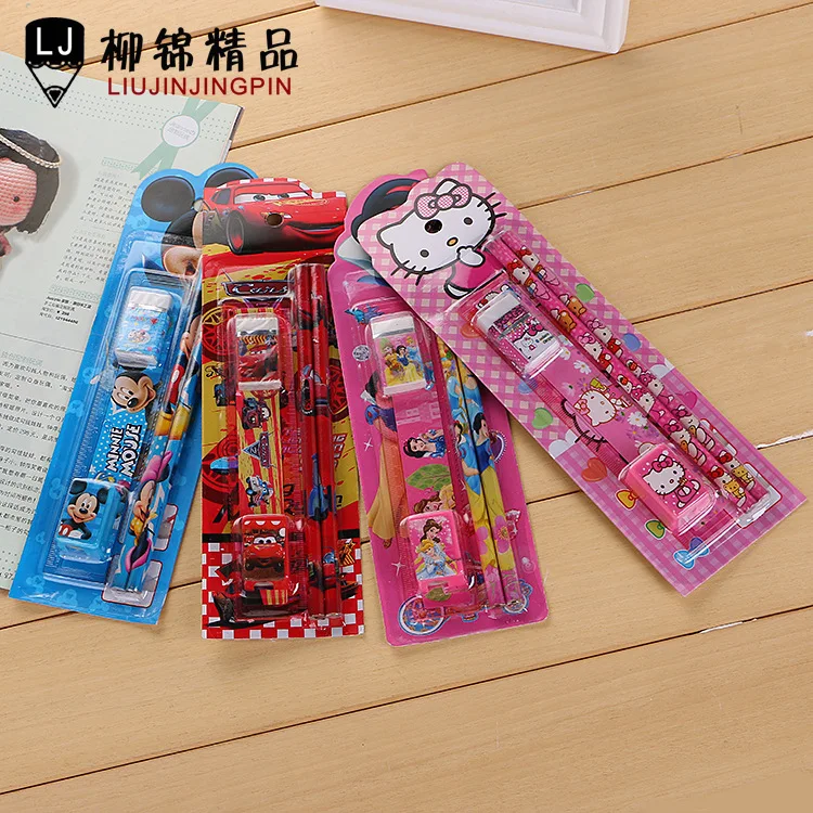 PY Supply NEW Pattern Suit Group Close 5 Piece Set Children Study Stationery Student Articles Prize Gift Box T |