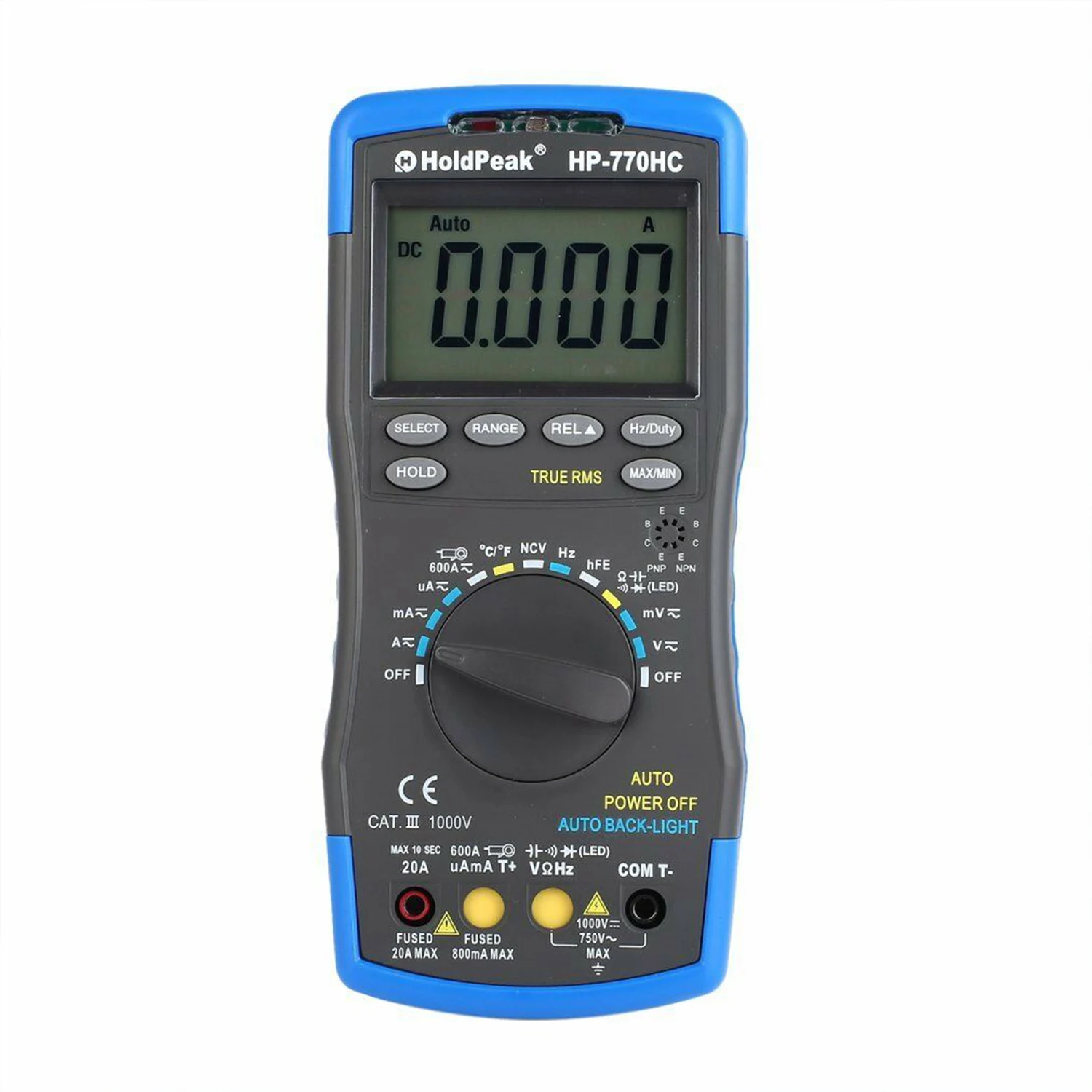 Holdpeak Hp-770Hc True Rms Auto Ranging Digital Multimeter With Ncv Feature And Temperature/Frequency/Duty Cycle Test
Holdpeak Hp-770Hc True Rms Auto Ranging Digital Multimeter With Ncv Feature And Temperature/Frequency/Duty Cycle Test