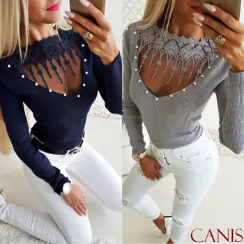 Hirigin Sexy Women 2019 Spring Fashion Lace Hollow Out T Shirt Long Sleeve Patchwork Slim Ladies Casual Tops Women Clothes
Hirigin Sexy Women 2019 Spring Fashion Lace Hollow Out T Shirt Long Sleeve Patchwork Slim Ladies Casual Tops Women Clothes