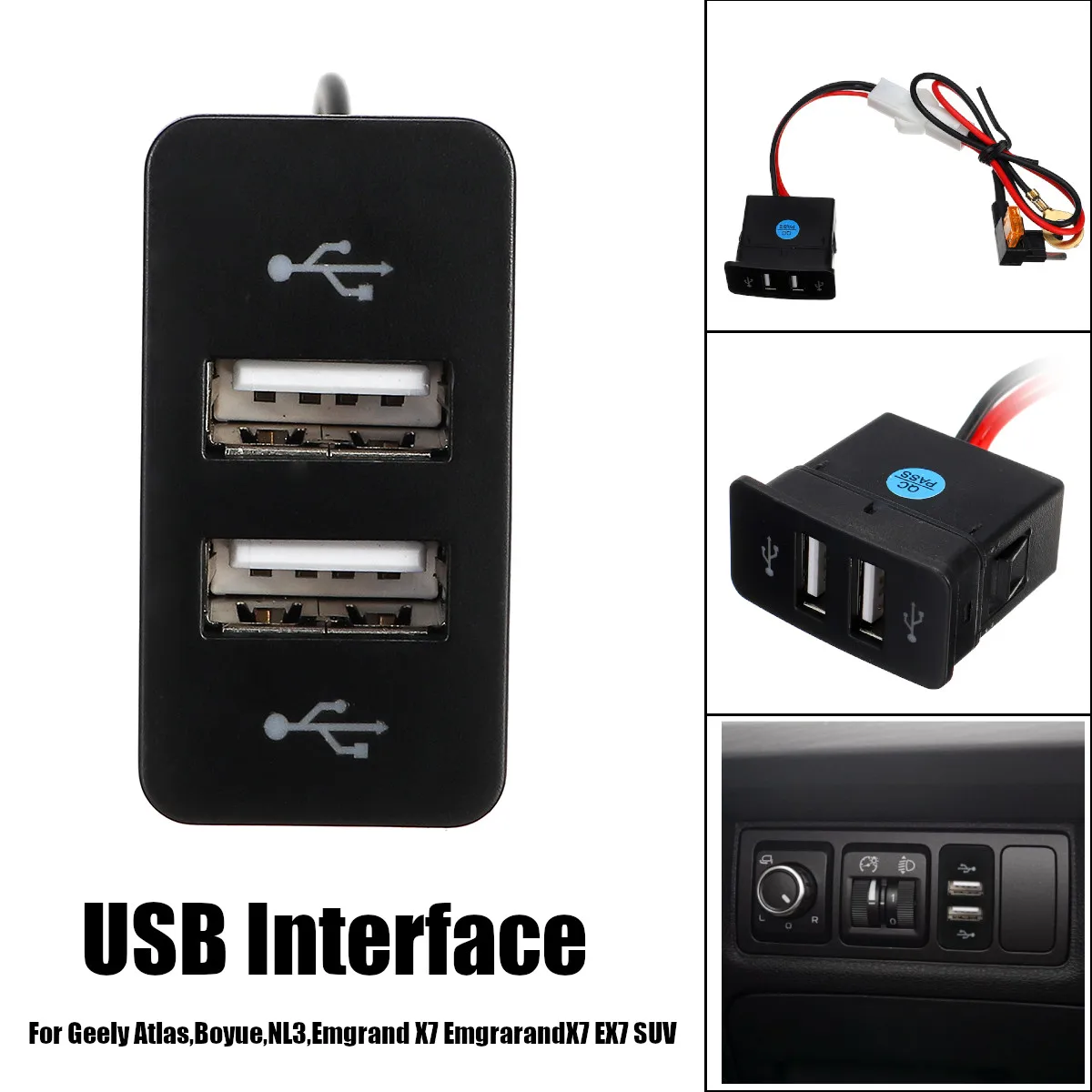 12V Car Dual USB Interface Adapter Car Charger Mobile Phone Adapter For Geely Atlas For Boyue NL3 Emgrand X7 EmgrarandX7 EX7 SUV
12V Car Dual USB Interface Adapter Car Charger Mobile Phone Adapter For Geely Atlas For Boyue NL3 Emgrand X7 EmgrarandX7 EX7 SUV