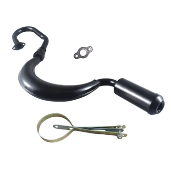 Pouvoir Black Pipe Exhaust Muffler For 50cc 80cc Bike Gas Engine Motor Parts