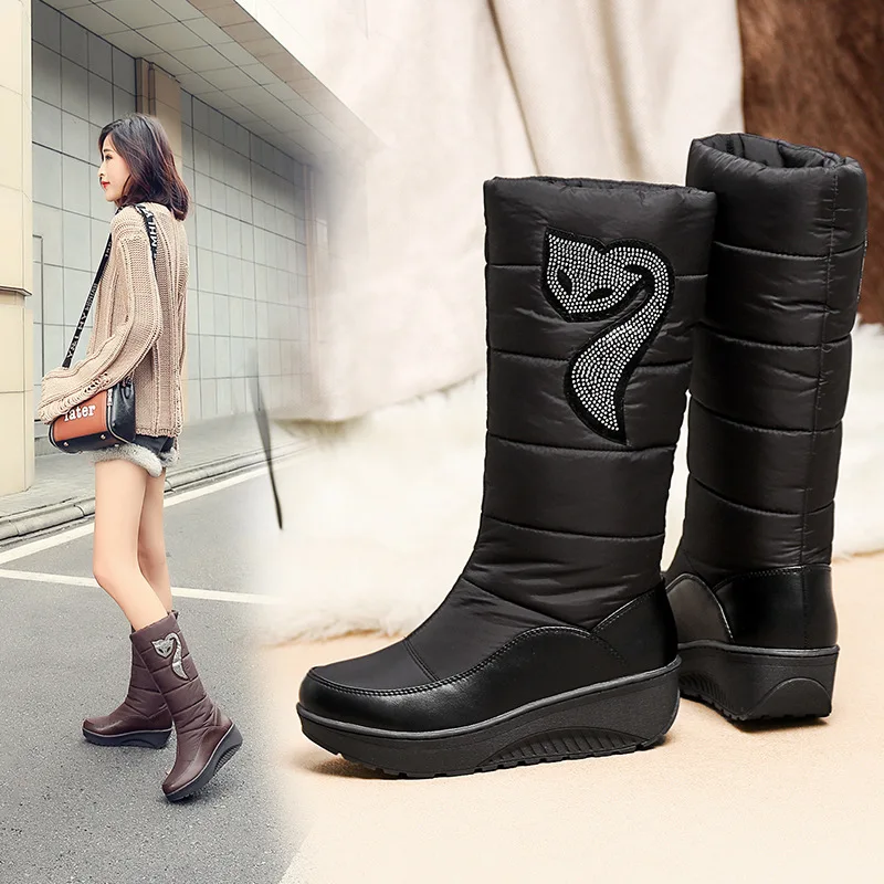 Snow Boots Women Waterproof High Tops Rhinestone Fox Thick Bottom Solid Color Lady Winter Boots Plush Inside Plus Size 35-44
Snow Boots Women Waterproof High Tops Rhinestone Fox Thick Bottom Solid Color Lady Winter Boots Plush Inside Plus Size 35-44