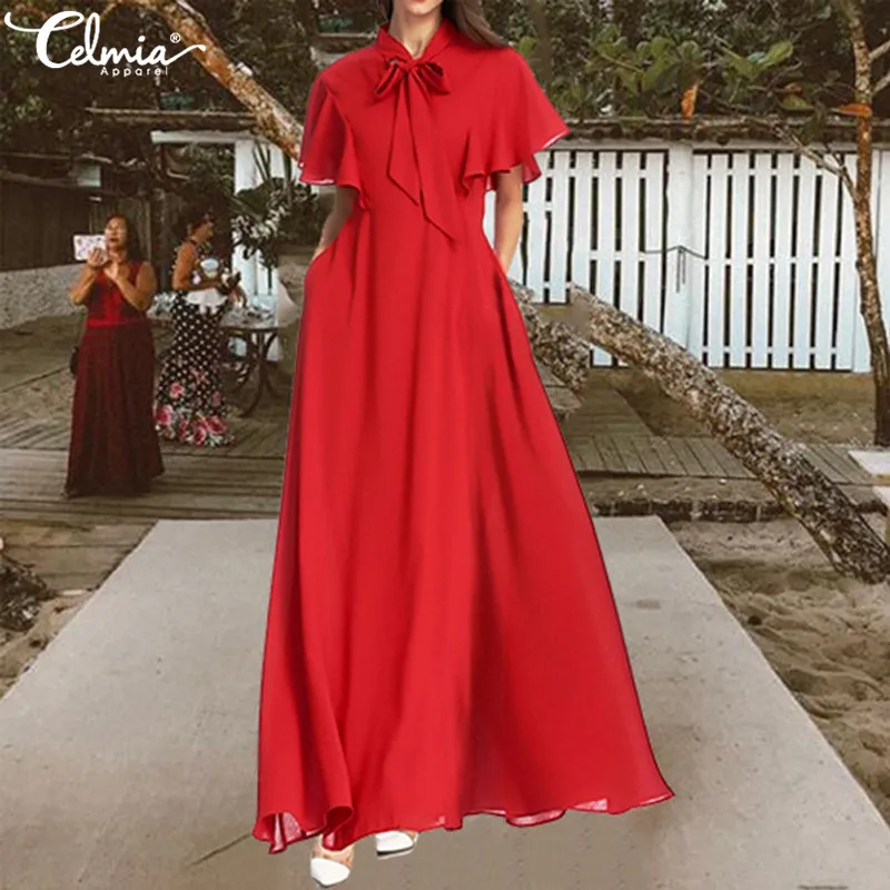Celmia Vintage Women Long Maxi Dress 2019 Summer Casual Bow Neck Elegant Party Ruffle Vestidos Mujer Plus Size Robe Clothing 5XL
Celmia Vintage Women Long Maxi Dress 2019 Summer Casual Bow Neck Elegant Party Ruffle Vestidos Mujer Plus Size Robe Clothing 5XL