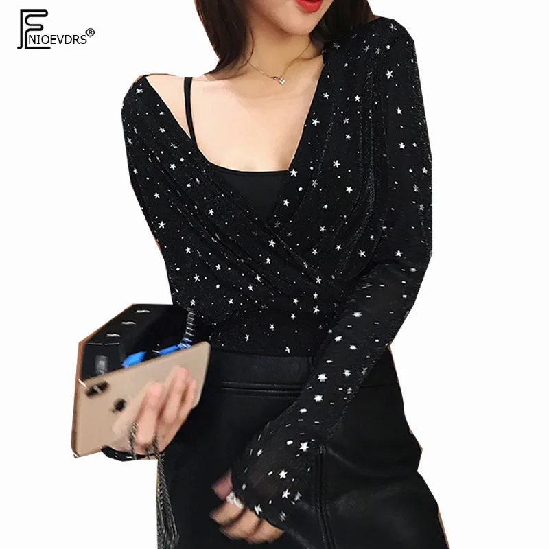2019 Basic Shirt Blouse Design Temperament Women Black Mesh Sexy Fashion Long Sleeve Crop Short Top V Neck Glitter Bling Shirt
2019 Basic Shirt Blouse Design Temperament Women Black Mesh Sexy Fashion Long Sleeve Crop Short Top V Neck Glitter Bling Shirt