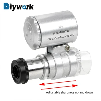 DIYWORK 60X Illuminated Magnifier Glass Jeweler Loupe Lens Mini Microscope 3 LED With UV Light Jewelry Appraisal
DIYWORK 60X Illuminated Magnifier Glass Jeweler Loupe Lens Mini Microscope 3 LED With UV Light Jewelry Appraisal