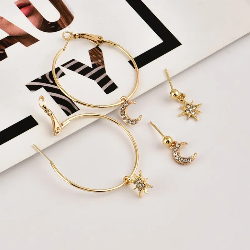 New Romantic Small Gold Women Party Gift Lovely Heart Shape Hoop Earrings Star Moon Earrings
New Romantic Small Gold Women Party Gift Lovely Heart Shape Hoop Earrings Star Moon Earrings