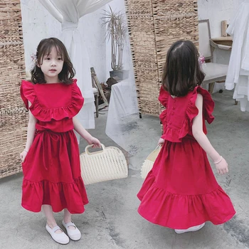 Summer Girls red dress kids clothes 2020 baby girls sleeveless ruffle dress Party robe kids button vestido
Summer Girls red dress kids clothes 2020 baby girls sleeveless ruffle dress Party robe kids button vestido