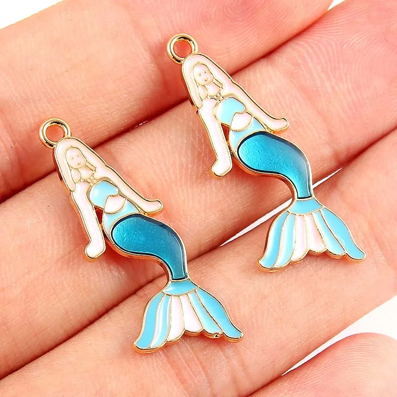 10 Pcs Golden Frame Alloy Enamel Mermaid Girl Necklace Pendant For Hanamade Bracelet Accessories DIY Jewelry Making
10 Pcs Golden Frame Alloy Enamel Mermaid Girl Necklace Pendant For Hanamade Bracelet Accessories DIY Jewelry Making