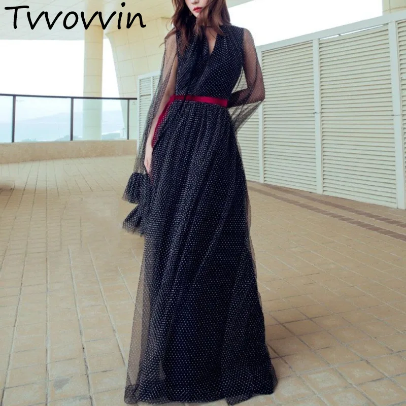 TVVOVVIN 2019 BLACK Dot Printing Perspective Flare Sleeve V Collar The Dress For Women Lace Spring Summer Female Dress AS602
TVVOVVIN 2019 BLACK Dot Printing Perspective Flare Sleeve V Collar The Dress For Women Lace Spring Summer Female Dress AS602