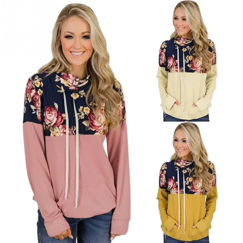 New Arrival Women Fashion Long Sleeve Pile Collar Drawstring Sweatshirt Floral Print Patchwork Pocket Pullover Hooded Hoodies
New Arrival Women Fashion Long Sleeve Pile Collar Drawstring Sweatshirt Floral Print Patchwork Pocket Pullover Hooded Hoodies